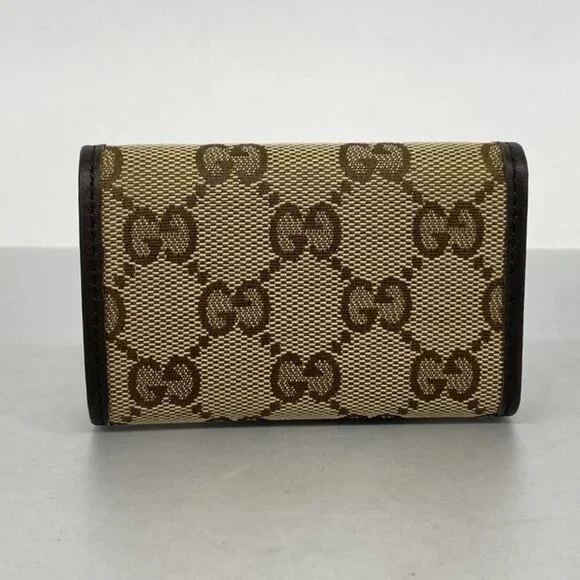 Gucci Key Case GG Canvas Beige Brown Champagne Gold Key Holder - Picture 6 of 6